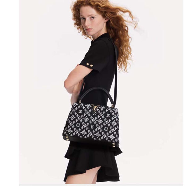 Louis Vuitton Women LV Since 1854 Capucines MM Gray Embroidered Calfskin Cowhide - Image 13