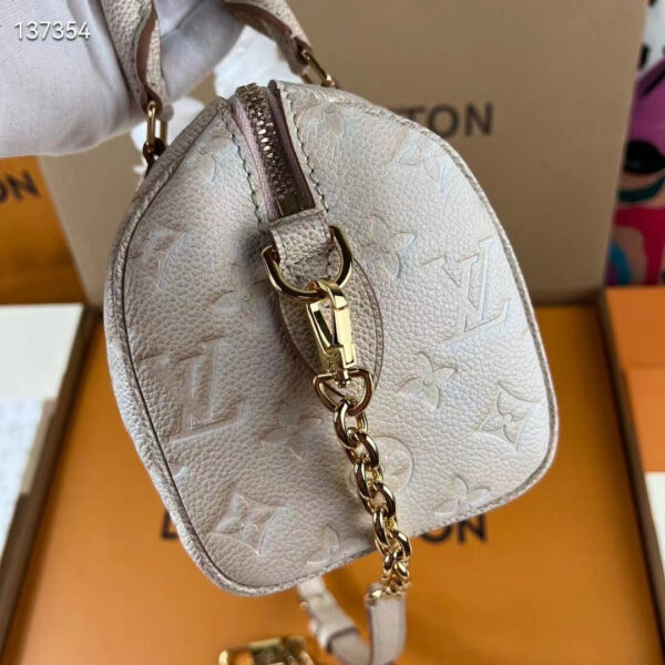 Louis Vuitton Women LV Speedy Bandouliere 20 Bag Beige Embossed Grained Cowhide Leather - Image 4