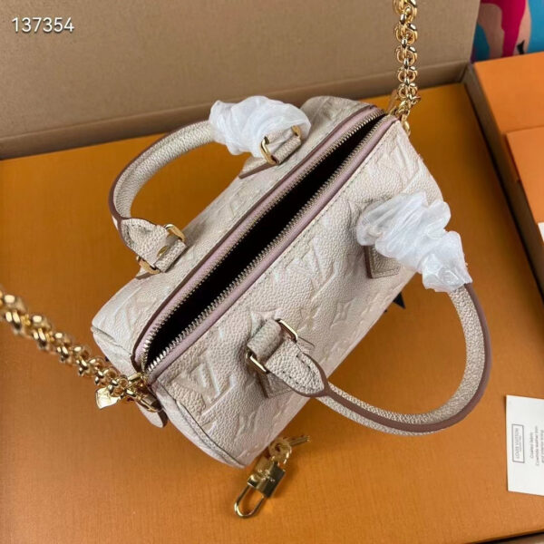 Louis Vuitton Women LV Speedy Bandouliere 20 Bag Beige Embossed Grained Cowhide Leather - Image 3