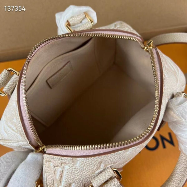 Louis Vuitton Women LV Speedy Bandouliere 20 Bag Beige Embossed Grained Cowhide Leather - Image 6