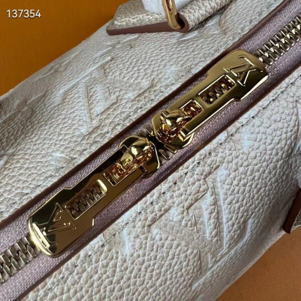 Louis Vuitton Women LV Speedy Bandouliere 20 Bag Beige Embossed Grained Cowhide Leather - Image 8