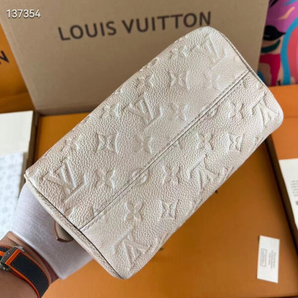 Louis Vuitton Women LV Speedy Bandouliere 20 Bag Beige Embossed Grained Cowhide Leather - Image 5