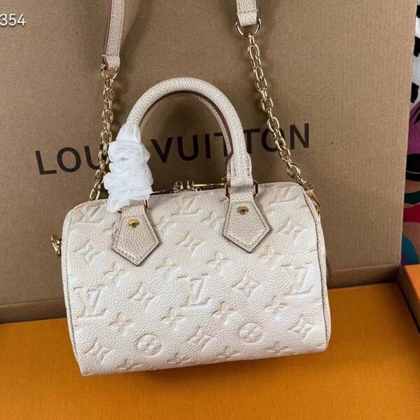 Louis Vuitton Women LV Speedy Bandouliere 20 Bag Beige Embossed Grained Cowhide Leather - Image 2