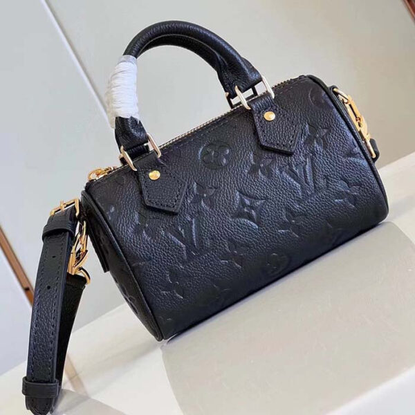 Louis Vuitton Women LV Speedy Bandoulière 20 Black Embossed Grained Cowhide Leather - Image 3