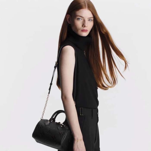 Louis Vuitton Women LV Speedy Bandoulière 20 Black Embossed Grained Cowhide Leather - Image 10