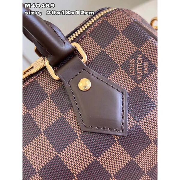 Louis Vuitton Women LV Speedy Bandoulière 20 Damier Ebene Coated Canvas Cowhide Leather - Image 9