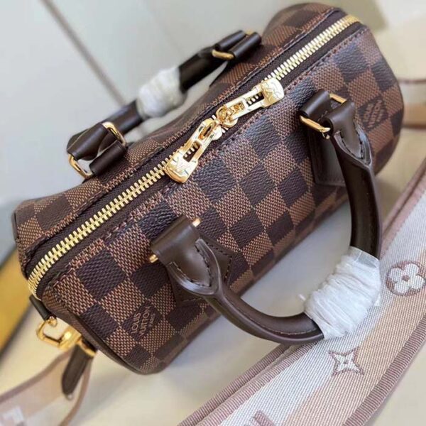Louis Vuitton Women LV Speedy Bandoulière 20 Damier Ebene Coated Canvas Cowhide Leather - Image 4