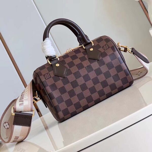 Louis Vuitton Women LV Speedy Bandoulière 20 Damier Ebene Coated Canvas Cowhide Leather - Image 6