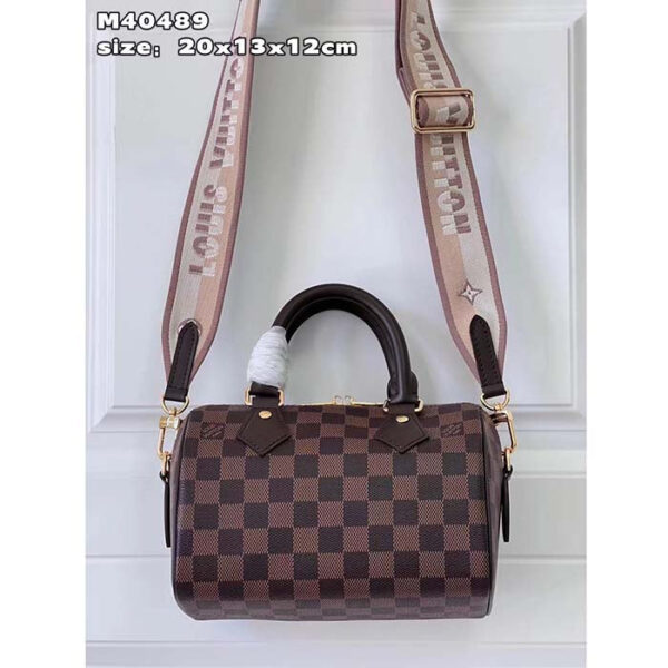 Louis Vuitton Women LV Speedy Bandoulière 20 Damier Ebene Coated Canvas Cowhide Leather - Image 2