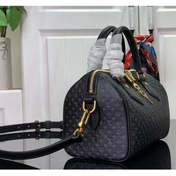 Louis Vuitton Women LV Speedy Bandouliere 20 Handbag Black Calfskin Double Zip - Image 4
