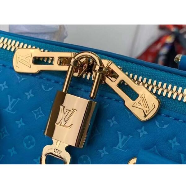 Louis Vuitton Women LV Speedy Bandouliere 20 Handbag Blue Calfskin Double Zip - Image 8