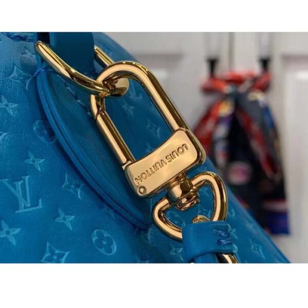 Louis Vuitton Women LV Speedy Bandouliere 20 Handbag Blue Calfskin Double Zip - Image 9