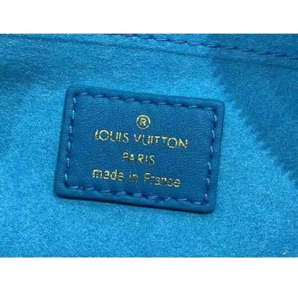 Louis Vuitton Women LV Speedy Bandouliere 20 Handbag Blue Calfskin Double Zip - Image 10