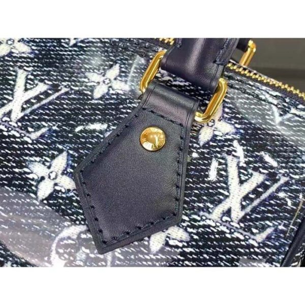 Louis Vuitton Women LV Speedy Bandouliere 20 Handbag Blue Monoglam Coated Canvas - Image 9