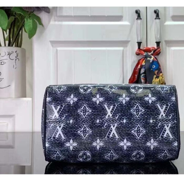 Louis Vuitton Women LV Speedy Bandouliere 20 Handbag Blue Monoglam Coated Canvas - Image 6