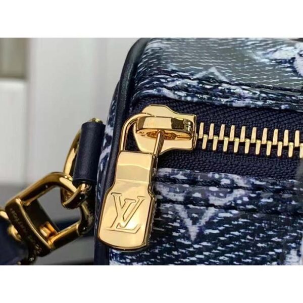 Louis Vuitton Women LV Speedy Bandouliere 20 Handbag Blue Monoglam Coated Canvas - Image 8