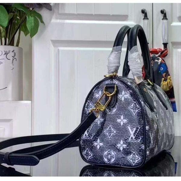Louis Vuitton Women LV Speedy Bandouliere 20 Handbag Blue Monoglam Coated Canvas - Image 5