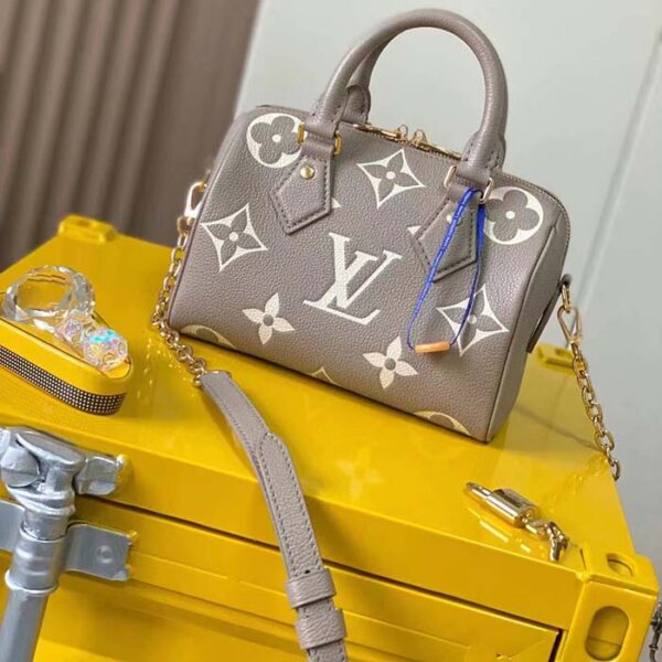 Louis Vuitton Women LV Speedy Bandouliere 20 Handbag Gray Beige Monogram Empreinte Embossed Cowhide - Image 2