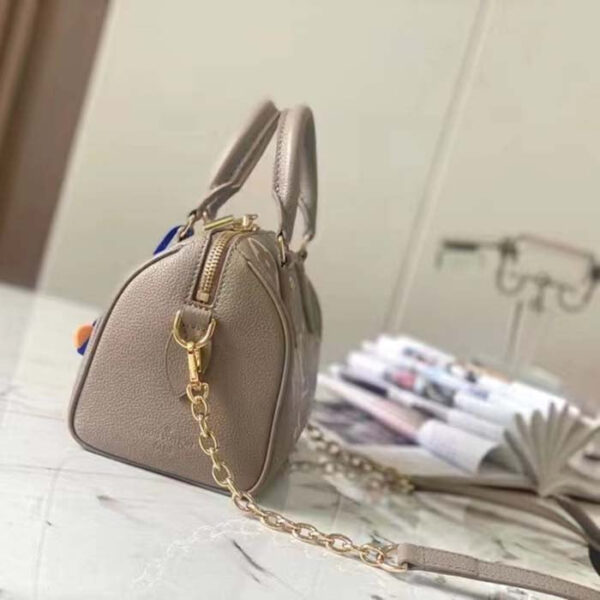 Louis Vuitton Women LV Speedy Bandouliere 20 Handbag Gray Beige Monogram Empreinte Embossed Cowhide - Image 5