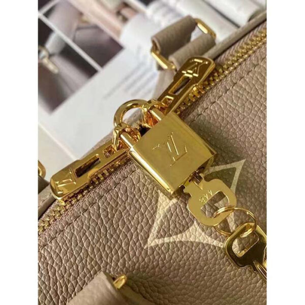 Louis Vuitton Women LV Speedy Bandouliere 20 Handbag Gray Beige Monogram Empreinte Embossed Cowhide - Image 8