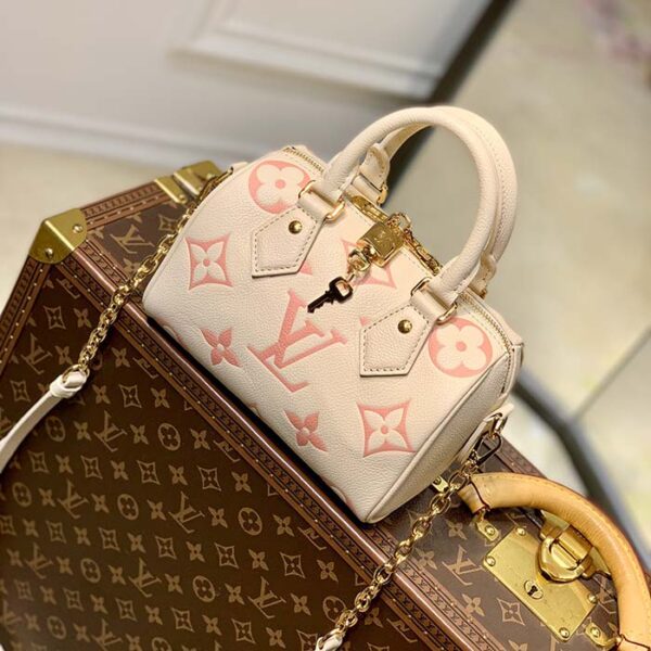 Louis Vuitton Women LV Speedy Bandouliere 20 Handbag Pink Monogram Empreinte Embossed Cowhide - Image 3