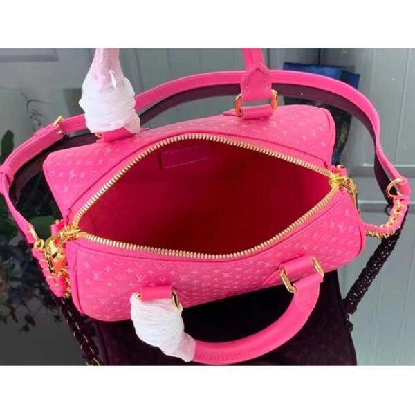 Louis Vuitton Women LV Speedy Bandouliere 20 Handbag Rose Calfskin Double Zip - Image 6