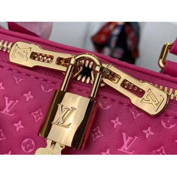 Louis Vuitton Women LV Speedy Bandouliere 20 Handbag Rose Calfskin Double Zip - Image 8