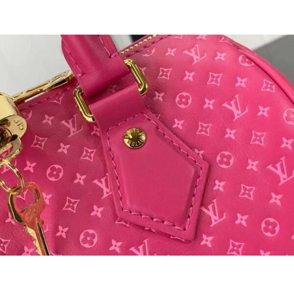 Louis Vuitton Women LV Speedy Bandouliere 20 Handbag Rose Calfskin Double Zip - Image 7