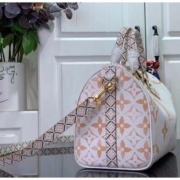 Louis Vuitton Women LV Speedy Bandoulière 25 Beige Monogram Coated Canvas Double Zip Padlock - Image 5