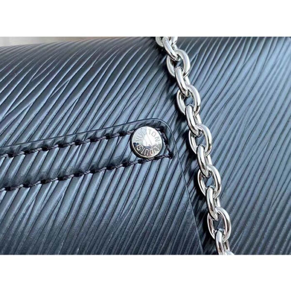 Louis Vuitton Women LV Twist Belt Chain Pouch Black Silver Epi Grained Cowhide Leather - Image 9