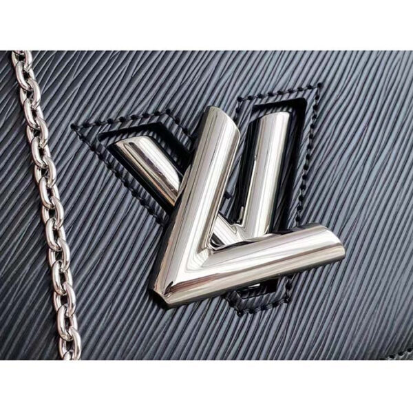 Louis Vuitton Women LV Twist Belt Chain Pouch Black Silver Epi Grained Cowhide Leather - Image 8