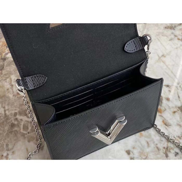 Louis Vuitton Women LV Twist Belt Chain Pouch Black Silver Epi Grained Cowhide Leather - Image 7