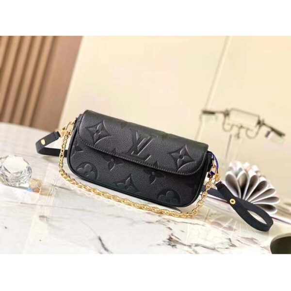 Louis Vuitton Women LV Wallet On Chain Ivy Black Monogram Embossed Supple Grained Cowhide Leather - Image 4