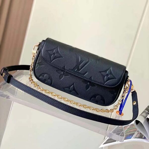 Louis Vuitton Women LV Wallet On Chain Ivy Black Monogram Embossed Supple Grained Cowhide Leather - Image 2