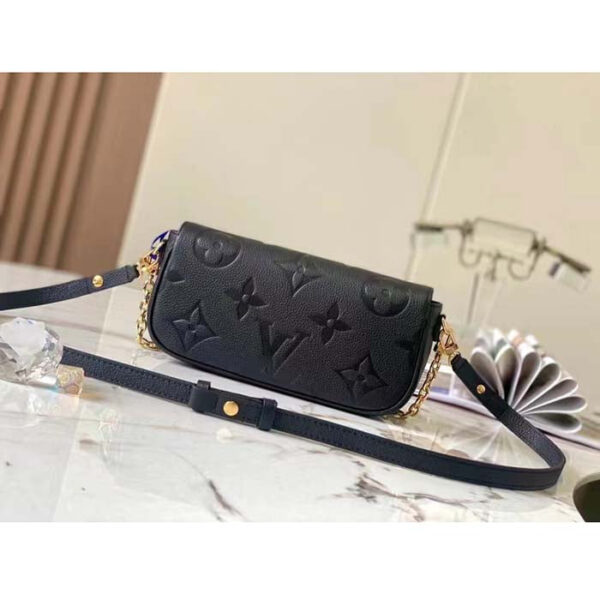 Louis Vuitton Women LV Wallet On Chain Ivy Black Monogram Embossed Supple Grained Cowhide Leather - Image 3