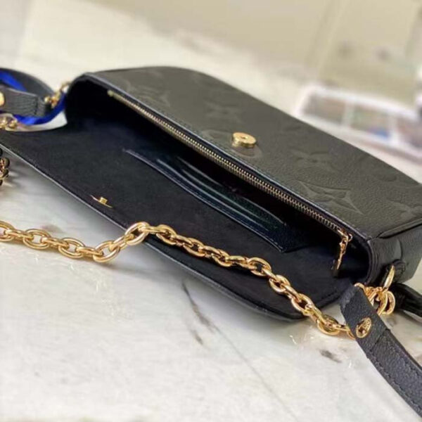 Louis Vuitton Women LV Wallet On Chain Ivy Black Monogram Embossed Supple Grained Cowhide Leather - Image 7