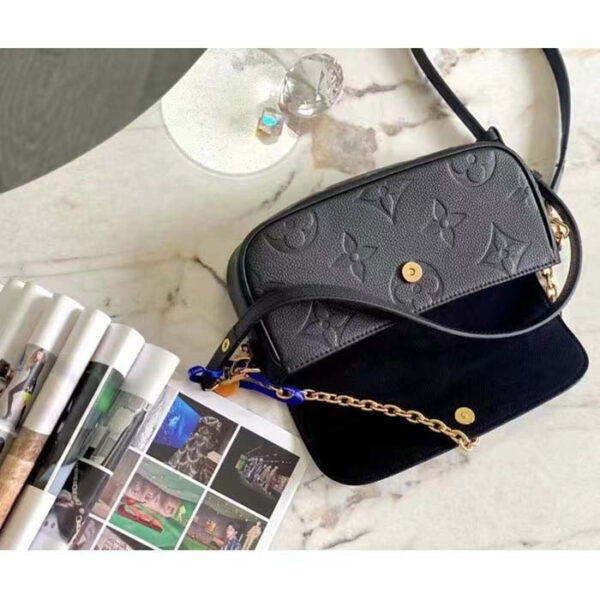 Louis Vuitton Women LV Wallet On Chain Ivy Black Monogram Embossed Supple Grained Cowhide Leather - Image 6