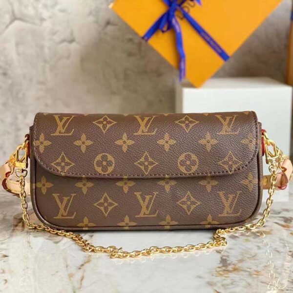 Louis Vuitton Women LV Wallet On Chain Ivy Brown Monogram Coated Canvas - Image 2