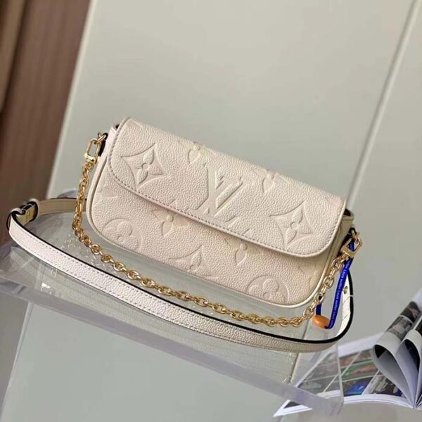 Louis Vuitton Women LV Wallet On Chain Ivy Cream Monogram Embossed Supple Grained Cowhide Leather - Image 2