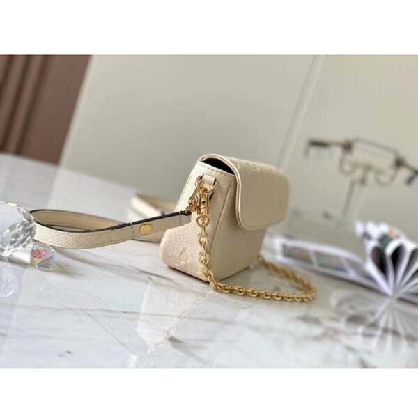 Louis Vuitton Women LV Wallet On Chain Ivy Cream Monogram Embossed Supple Grained Cowhide Leather - Image 5