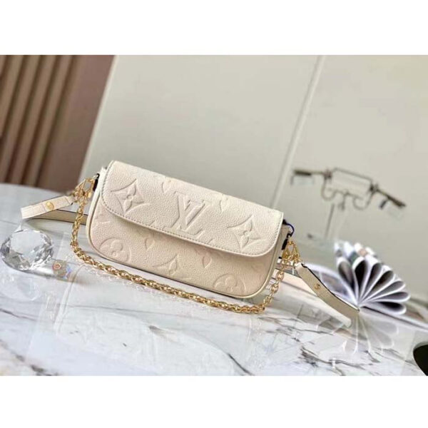 Louis Vuitton Women LV Wallet On Chain Ivy Cream Monogram Embossed Supple Grained Cowhide Leather - Image 3