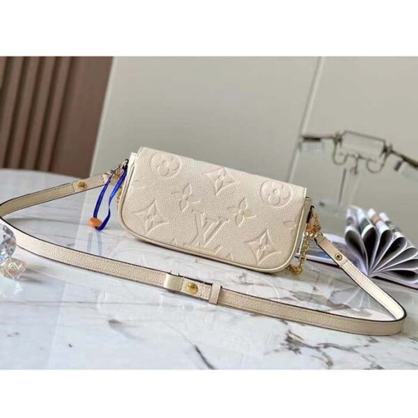 Louis Vuitton Women LV Wallet On Chain Ivy Cream Monogram Embossed Supple Grained Cowhide Leather - Image 4