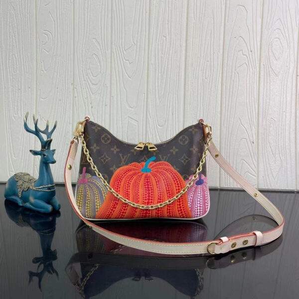 Louis Vuitton Women LV x YK Boulogne Monogram Coated Canvas Pumpkin Print Cowhide Leather - Image 2
