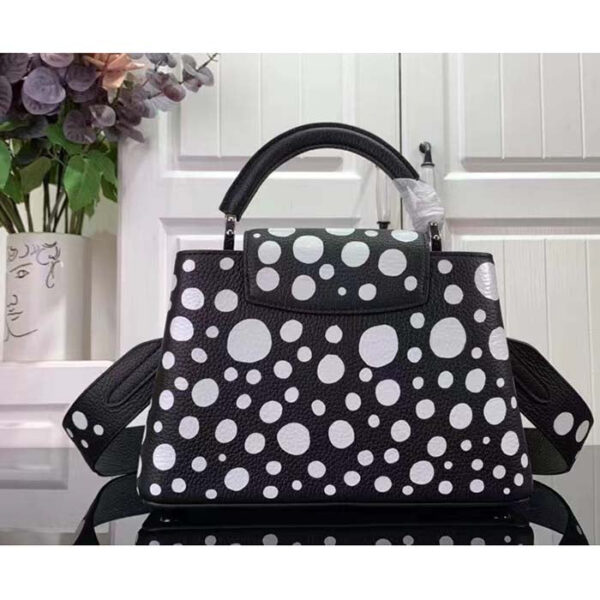 Louis Vuitton Women LV x YK Capucines BB Black White Taurillon Bull Calf Leather Infinity Dots Print - Image 3