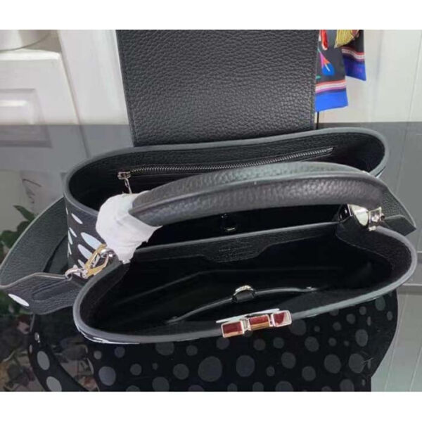 Louis Vuitton Women LV x YK Capucines BB Black White Taurillon Bull Calf Leather Infinity Dots Print - Image 6