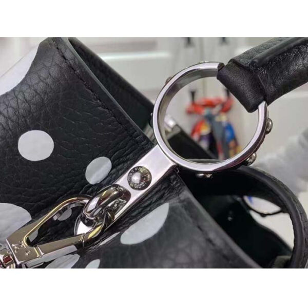 Louis Vuitton Women LV x YK Capucines BB Black White Taurillon Bull Calf Leather Infinity Dots Print - Image 10