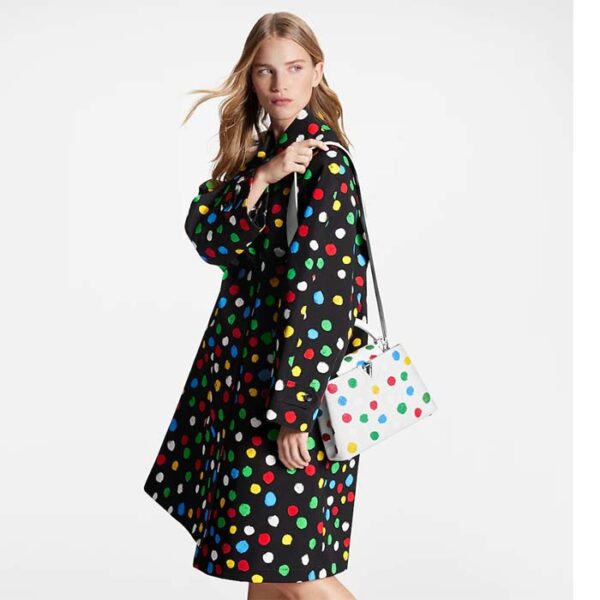 Louis Vuitton Women LV x YK Capucines BB White Taurillon Bull Calf Leather 3D Painted Dots - Image 11