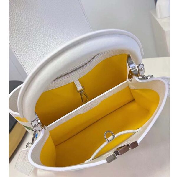 Louis Vuitton Women LV x YK Capucines BB White Taurillon Bull Calf Leather 3D Painted Dots - Image 8