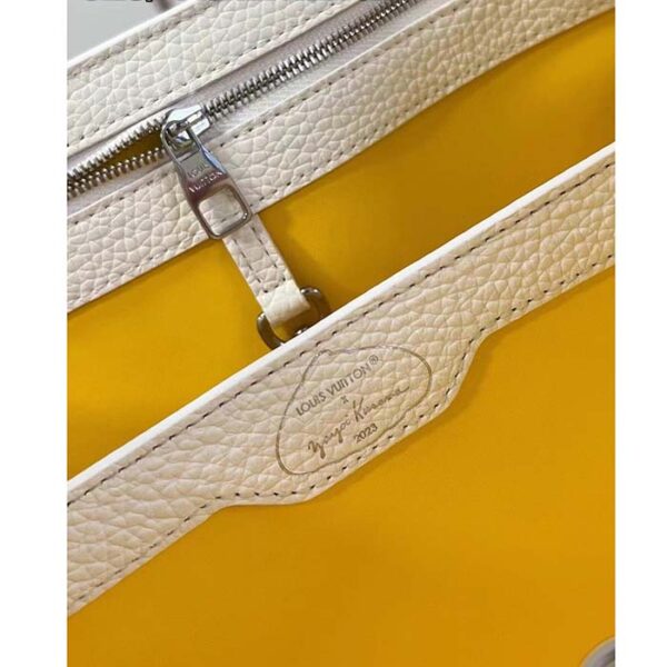 Louis Vuitton Women LV x YK Capucines BB White Taurillon Bull Calf Leather 3D Painted Dots - Image 10