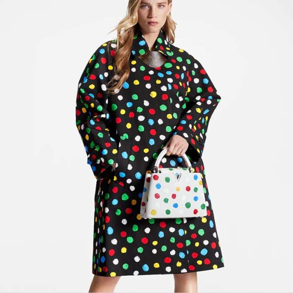 Louis Vuitton Women LV x YK Capucines BB White Taurillon Bull Calf Leather 3D Painted Dots - Image 12